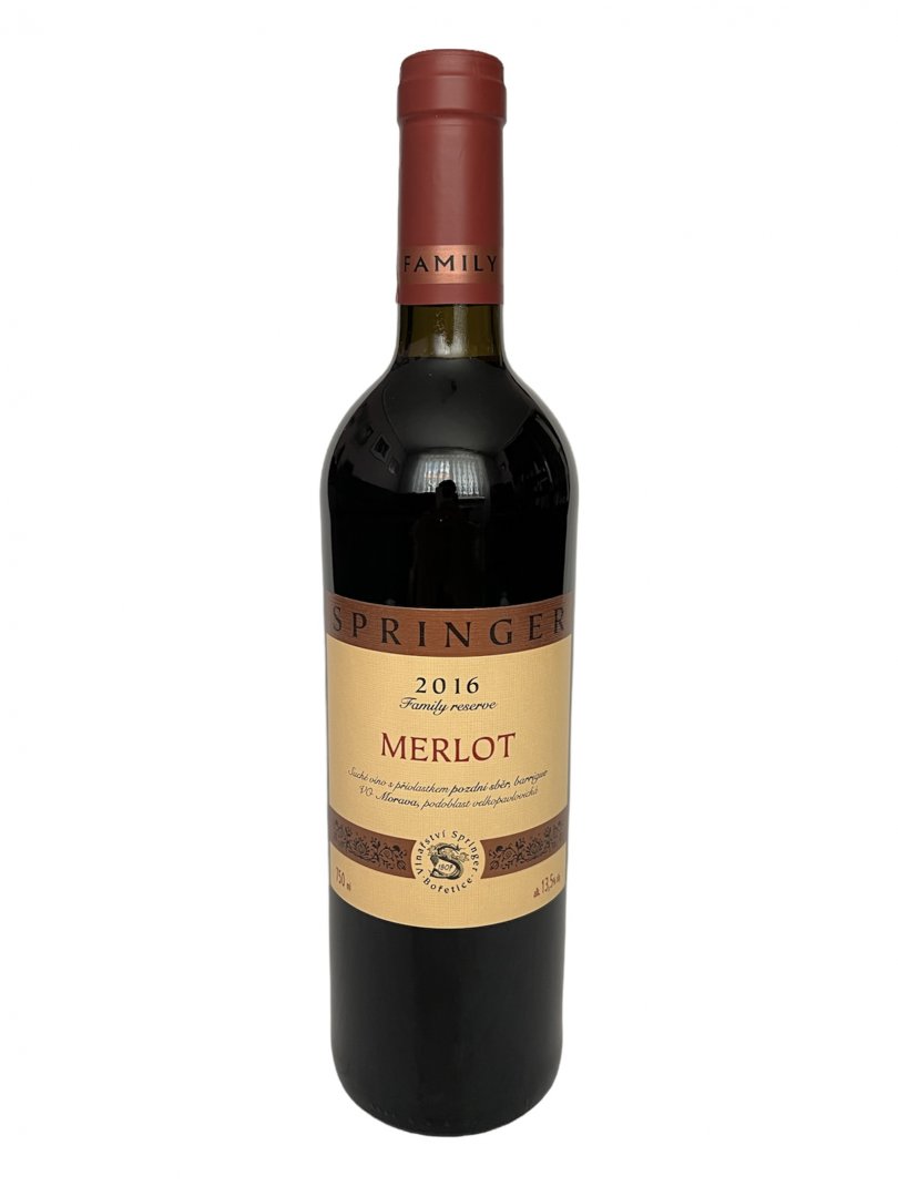 Fľaša vína MERLOT Family Reserve 2016, pozdný sber (suché)