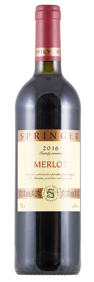 Fľaša vína MERLOT Family Reserve 2016, pozdný sber (suché)
