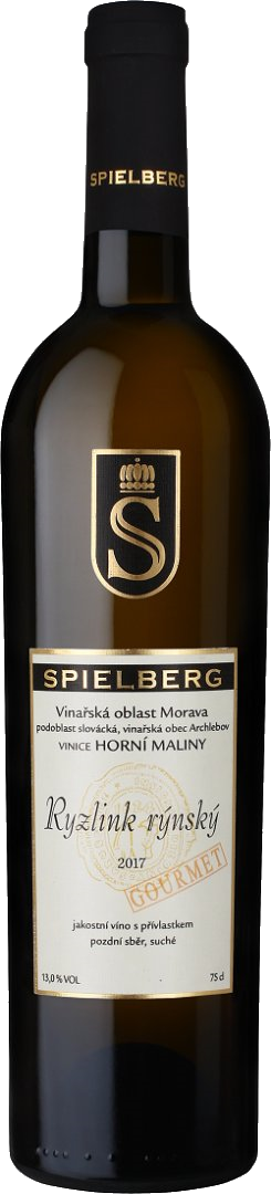 Fľaša vína Ryzlink rýnský GOURMET 2017, pozdný sber (suché)