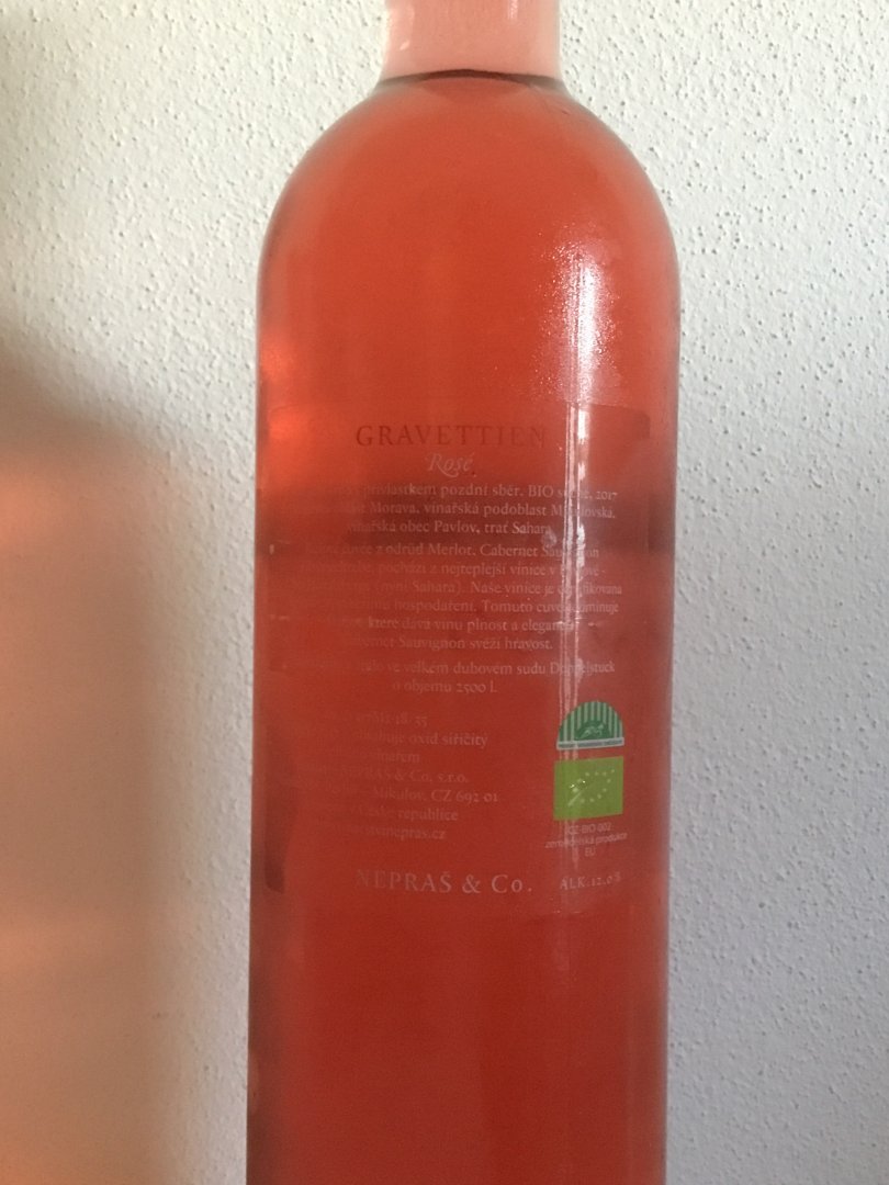 Fľaša vína Gravettien Rosé 2017, pozdný sber (suché)