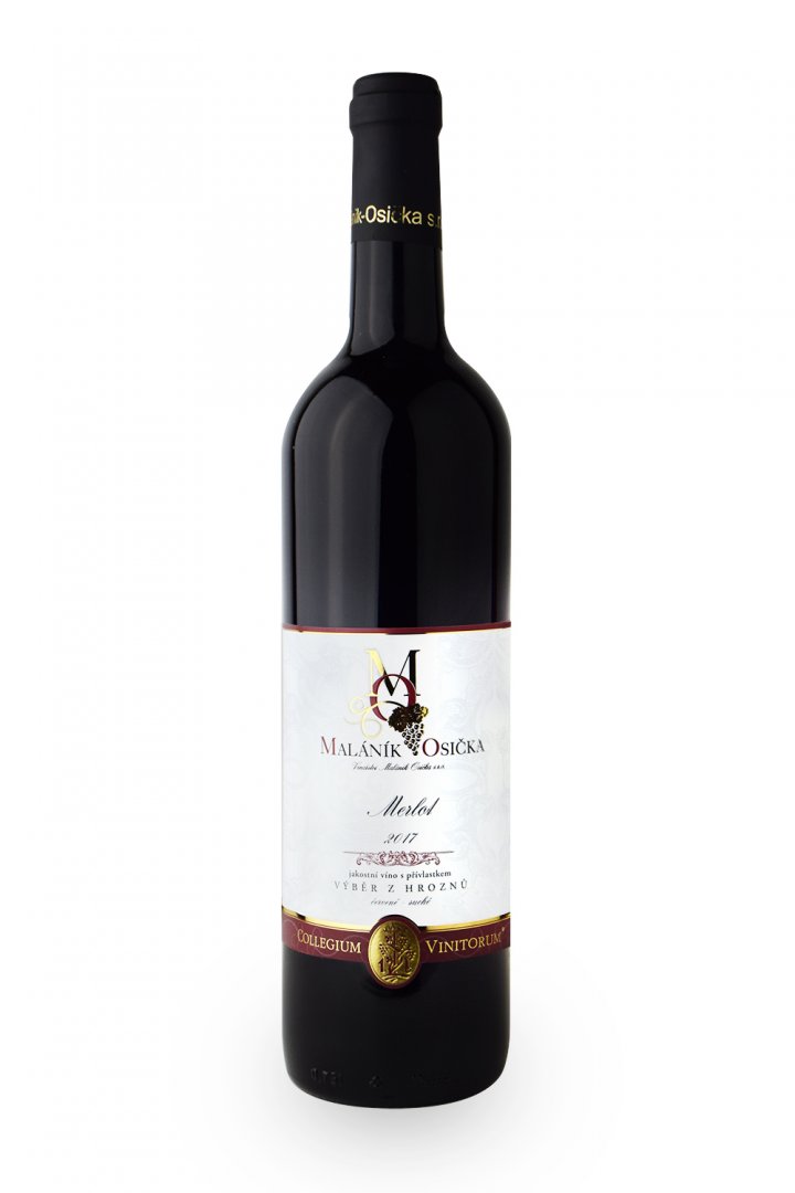 Fľaša vína Merlot 2017, výber z hrozna (suché)