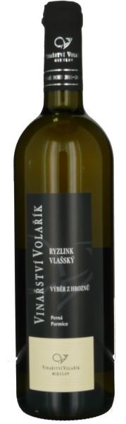 Fľaša vína Ryzlink vlašský 2018, výber z hrozna (suché)