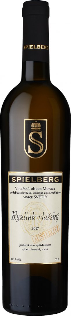 Fľaša vína Ryzlink vlašský AUSTERLITZ 2017, výber z hrozna (suché)