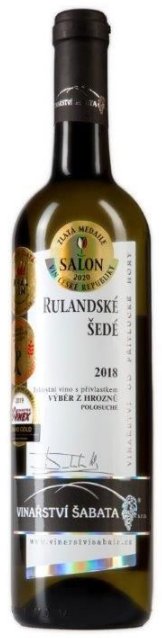 Fľaša vína Rulandské šedé 2018, výber z hrozna (polosuché)
