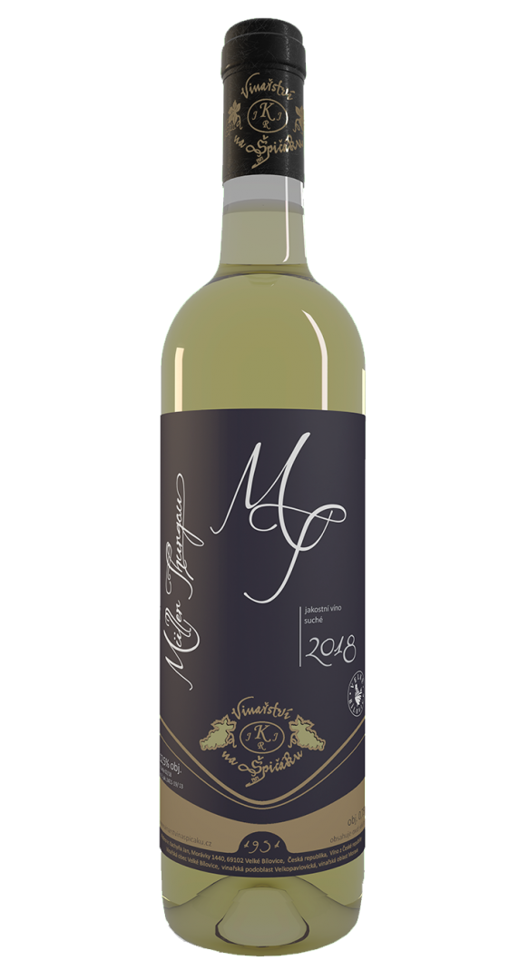 Fľaša vína Müller Thurgau 2018, akostné víno (suché)