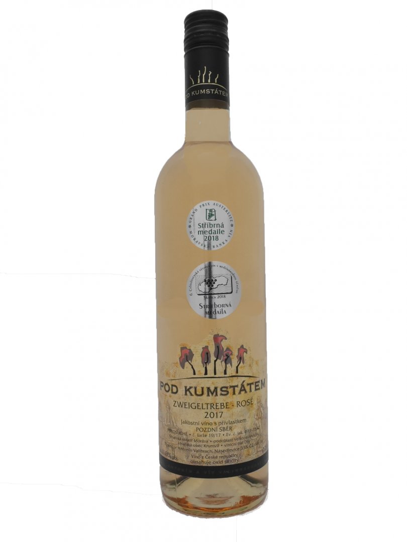 Fľaša vína Zweigeltrebe rosé 2017, pozdný sber (polosuché)