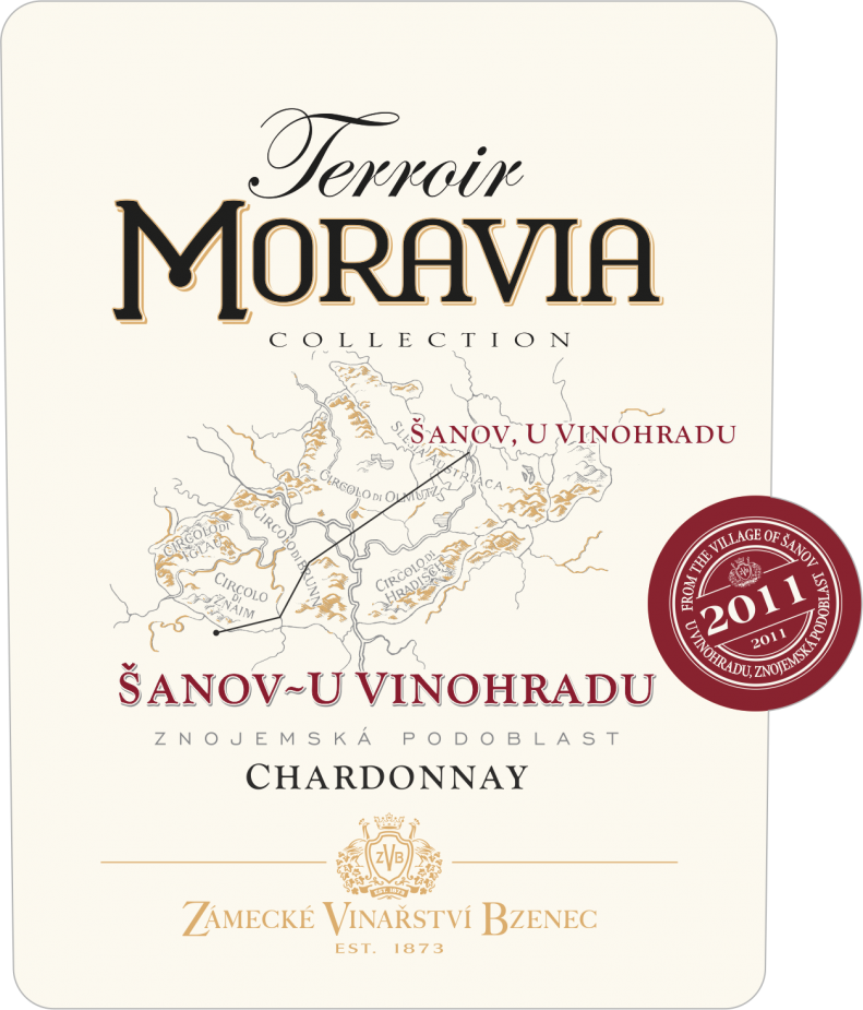 Fľaša vína Chardonnay (Terroir Moravia) 2011, pozdný sber (polosladké)