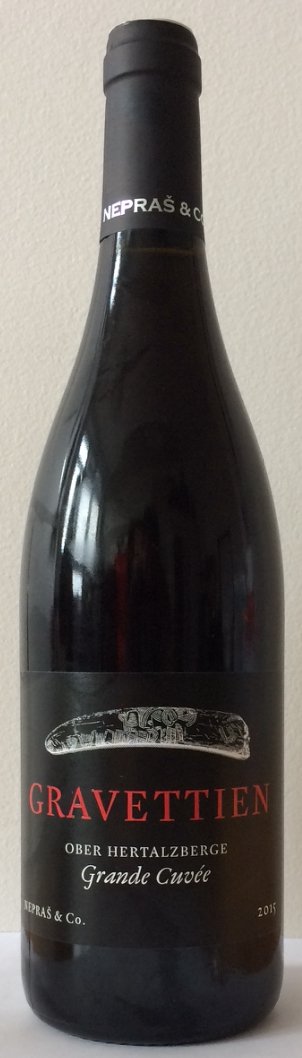 Fľaša vína Gravettien Grande Cuvée (Merlot x Cabernet Sauvignon) 2015, výber z hrozna (suché)