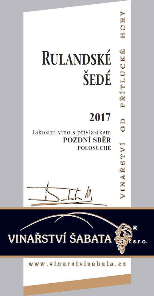 Fľaša vína Rulandské šedé 2017, pozdný sber (polosuché)