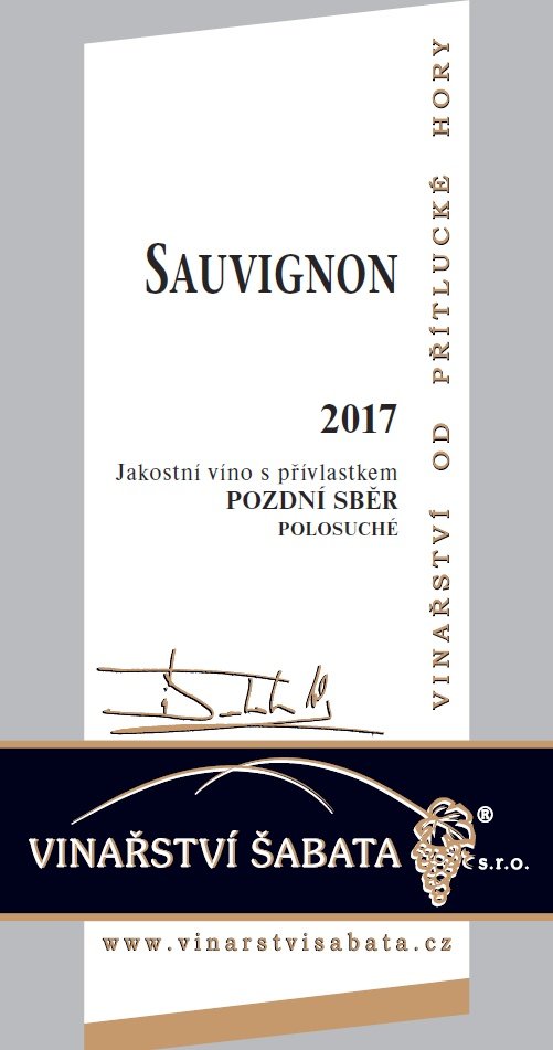 Fľaša vína Sauvignon 2017, pozdný sber (polosuché)