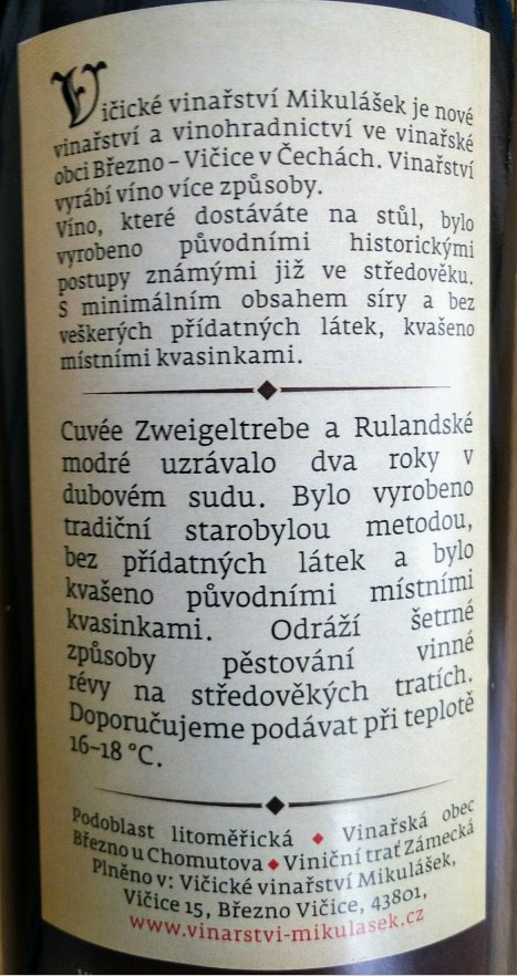Fľaša vína Cuvée Zw+RM 2014, zemské víno (suché)