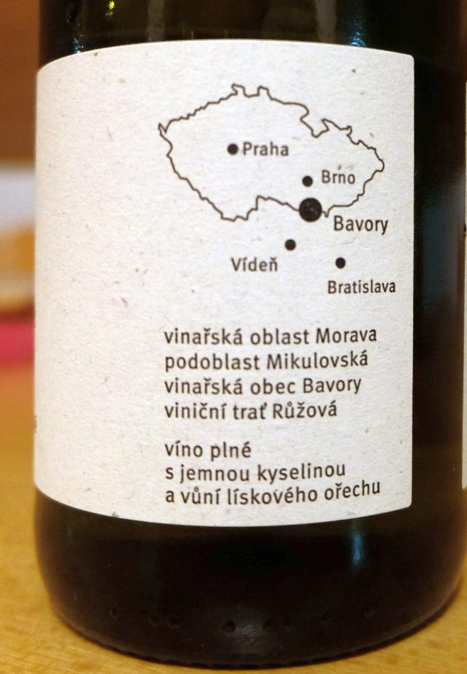 Fľaša vína Rulandské bílé 2016, pozdný sber (polosuché)