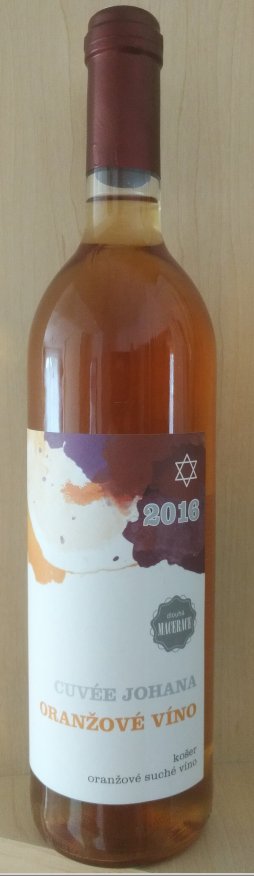 Fľaša vína Oranžové Cuvée košer Johana 2016, zemské víno (suché)
