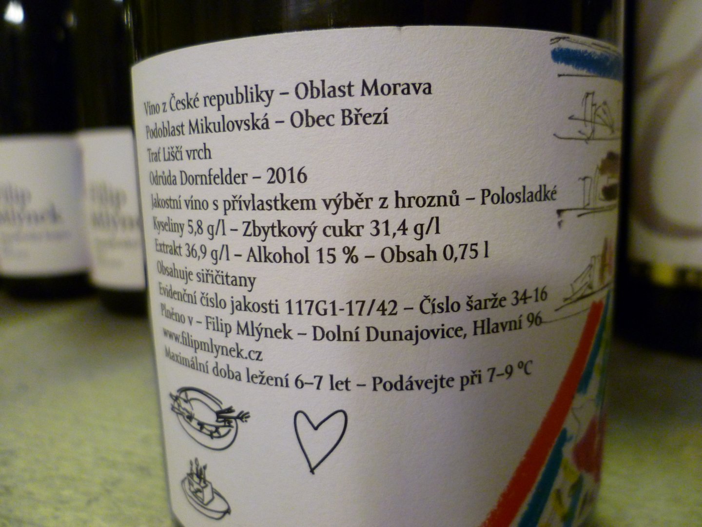 Fľaša vína Dornfelder 2016, výber z hrozna (polosladké)