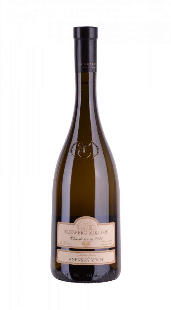 Fľaša vína Chardonnay, zrálo v sudu 2015, pozdný sber (suché)