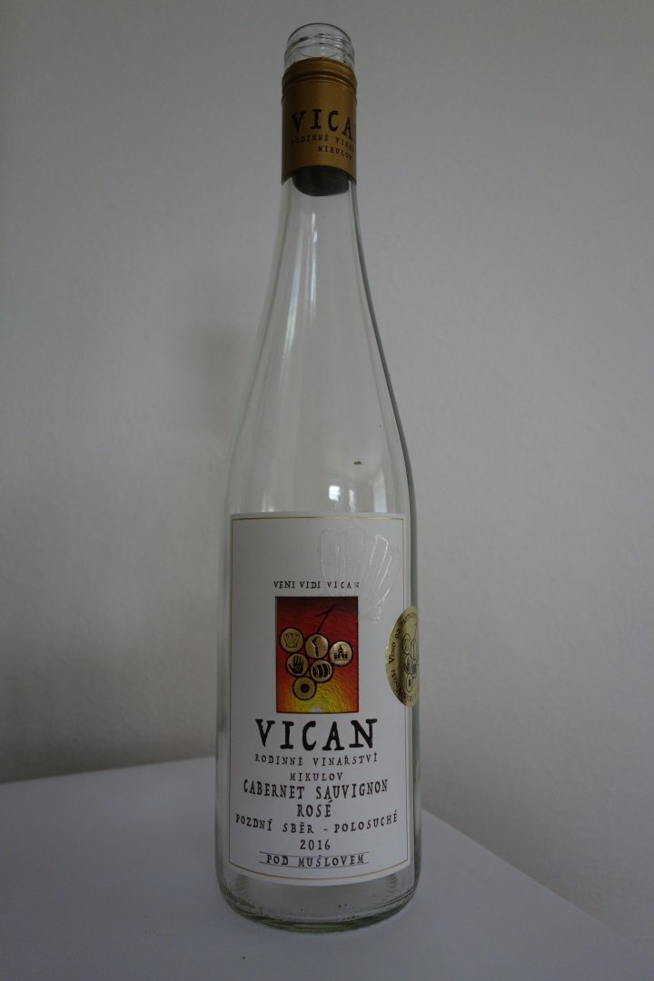 Fľaša vína Cabernet Sauvignon rosé 2016, pozdný sber (suché)