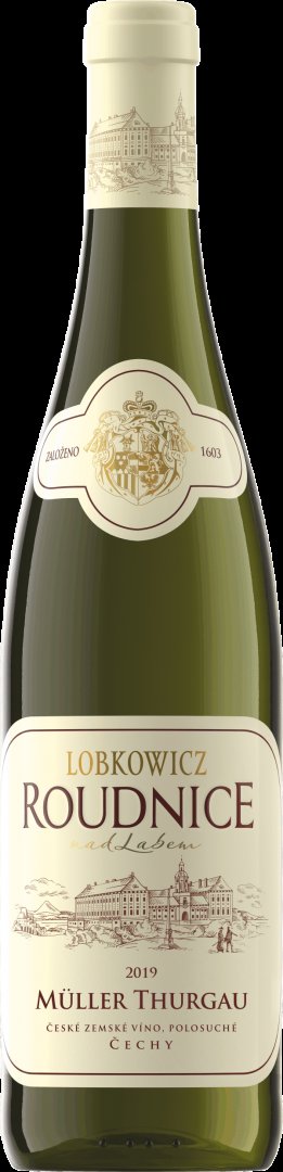 Fľaša vína Müller Thurgau 2019, zemské víno (polosuché)