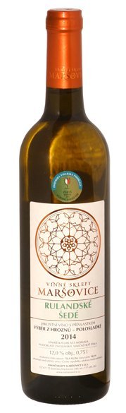 Fľaša vína Rulandské šedé 2014, výber z hrozna (polosladké)
