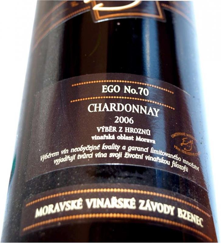 Fľaša vína Chardonnay (EGO No.70) 2006, výber z hrozna (polosladké)