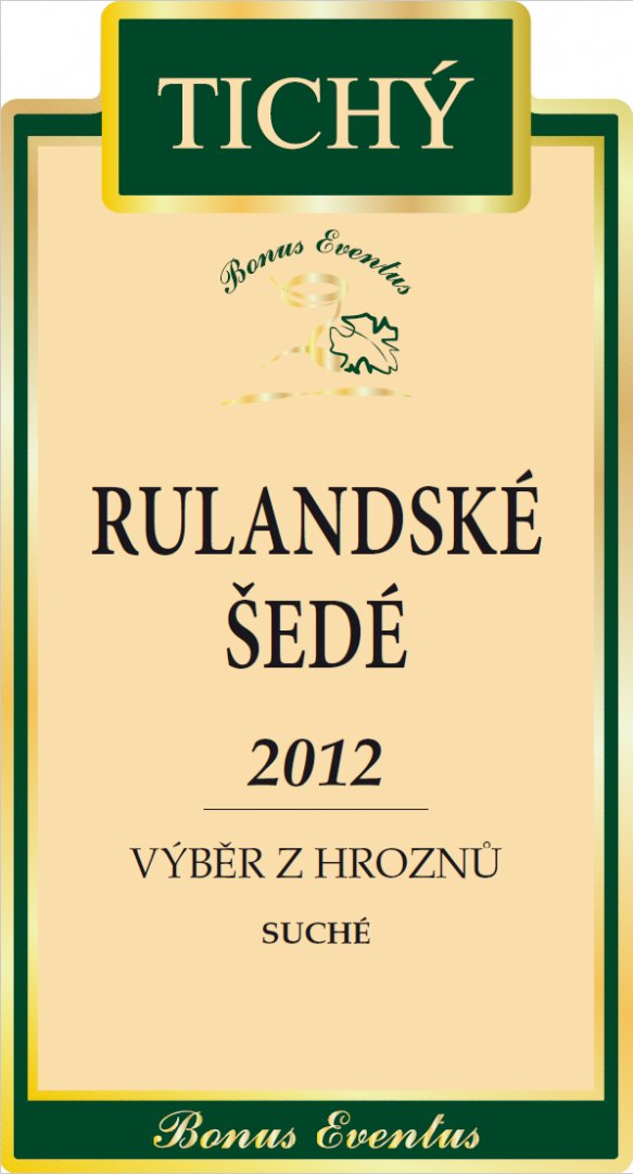 Fľaša vína Rulandské šedé 2012, výber z hrozna (suché)