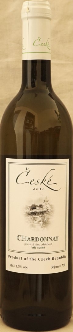 Fľaša vína Chardonnay 2014, akostné víno (polosuché)
