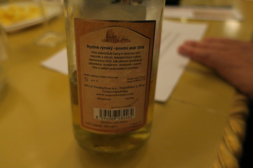 Fľaša vína Ryzlink rýnský 2008, pozdný sber (polosladké)