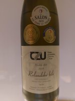 Rulandské bílé sur lie 2019, pozdný sber (suché), Česká zemědělská univerzita v Praze - Vinařské středisko Mělník