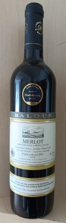 Fľaša vína Merlot 2021, výber z hrozna (suché)
