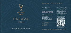 Fľaša vína Pálava 2024, pozdný sber (suché)