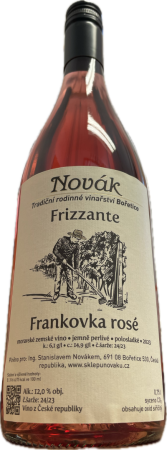 Fľaša vína Frankovka 2023, moravské zemské víno - perlivé (polosladké)