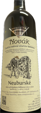 Fľaša vína Neuburské 2024, kabinetné víno (suché)