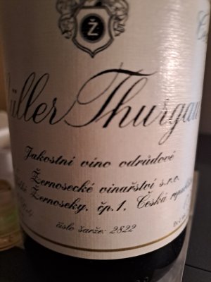 Fľaša vína Müller Thurgau 2022, akostné víno (suché)