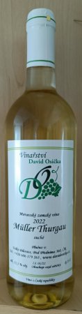 Fľaša vína Müller Thurgau 2022, zemské víno (suché)
