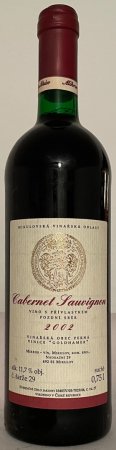 Fľaša vína Cabernet Sauvignon 2002, pozdný sber (suché)