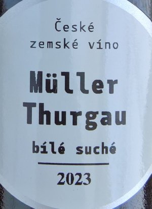 Fľaša vína Müller Thurgau 2023, české zemské víno (suché)