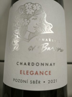Fľaša vína Chardonnay 2021, pozdný sber (suché)