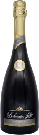 Fľaša vína Bohemia Sekt Prestige 36 brut 2020, šumivé víno stanovenej oblasti (sekt. s.o.) (brut)