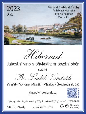 Fľaša vína Hibernal 2023, pozdný sber (suché)