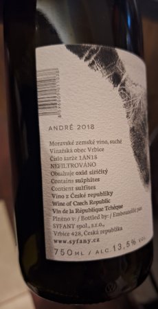 Fľaša vína André Limited 2018, zemské víno (suché)