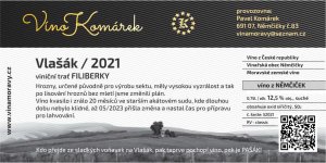 Fľaša vína Ryzlink vlašský 2021, zemské víno (suché)