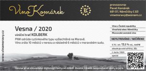 Fľaša vína Vesna 2020, zemské víno (suché)