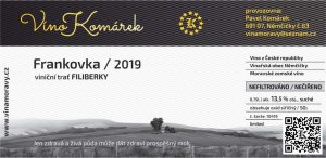 Fľaša vína Frankovka 2019, zemské víno (suché)