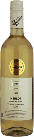 Fľaša vína Merlot blanc de noir 2022, zemské víno (suché)