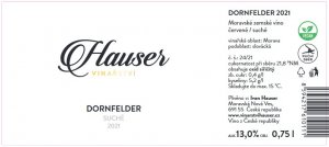 Fľaša vína Dornfelder 2021, zemské víno (suché)