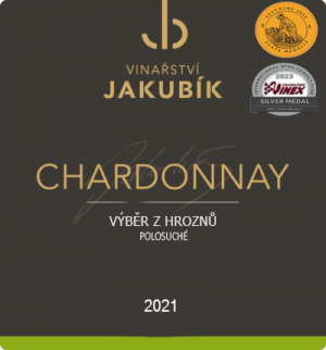 Fľaša vína Chardonnay 2021, výber z hrozna (polosuché)