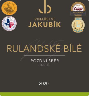 Fľaša vína Rulandské bílé 2020, pozdný sber (suché)