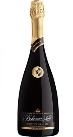 Fľaša vína Bohemia Sekt Prestige demi sec 2020, šumivé víno stanovenej oblasti (sekt. s.o.) (demi-sec)