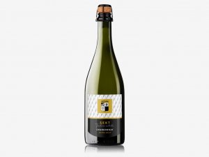 Fľaša vína Chardonnay extra brut 2019, akostné šumivé víno (extra brut)