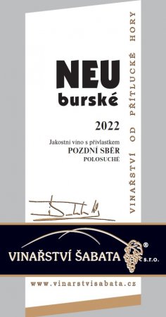 Fľaša vína Neuburské 2022, pozdný sber (polosuché)