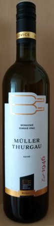 Fľaša vína Müller Thurgau 2019, zemské víno (suché)
